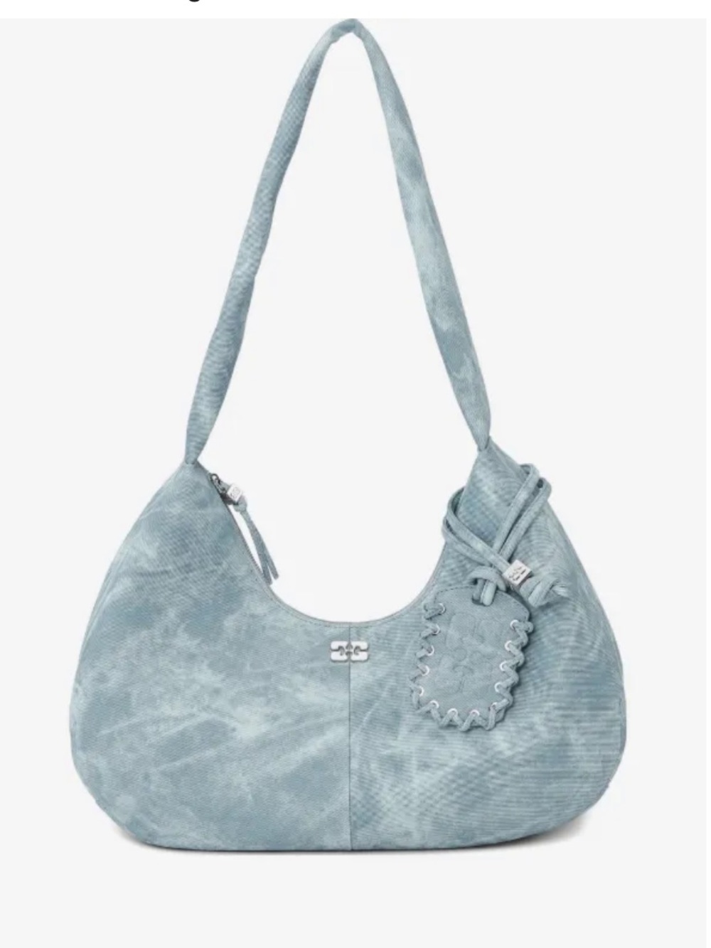 Ganni Celestial Blue Bleached Medium Hobo Bag